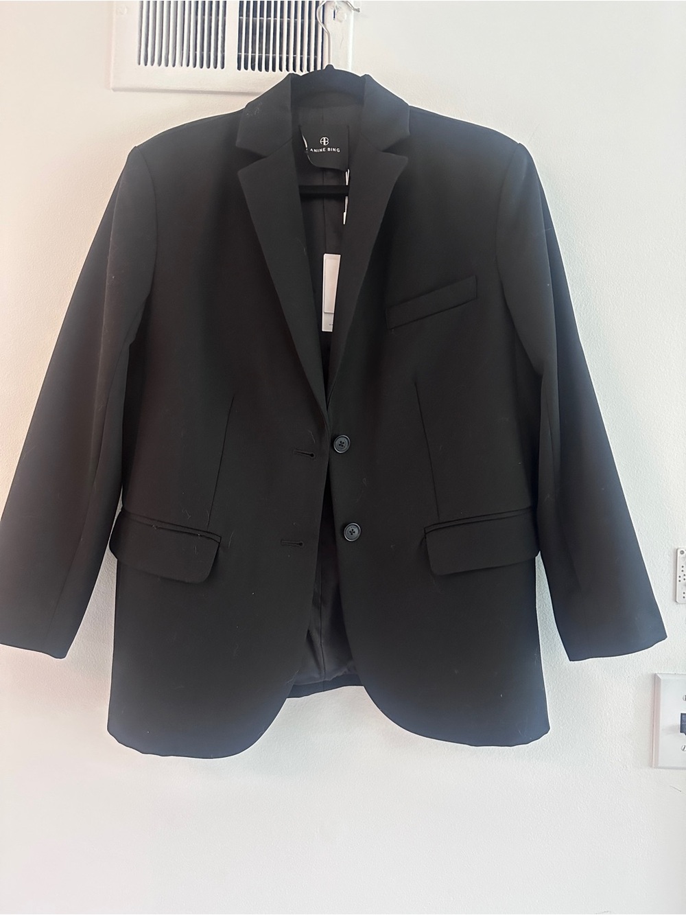 Anine Bing QUINN Black Classic Two-Button Blazer